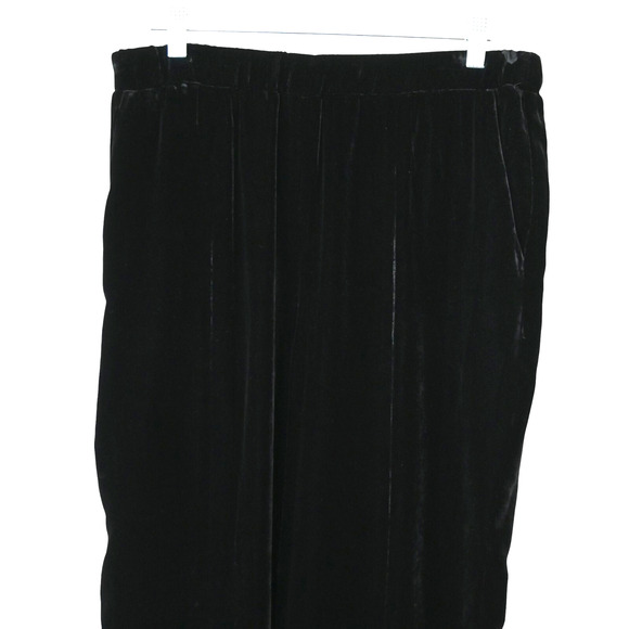 Theory Crushed Velvet Pants Size Medium Black Pull On Middle Split Pockets - Picture 6 of 8
